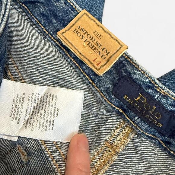 NWT Polo Ralph Lauren Astor Slim Boyfriend Plaid Patchwork Mid-Rise Jeans 14 - Picture 7 of 7